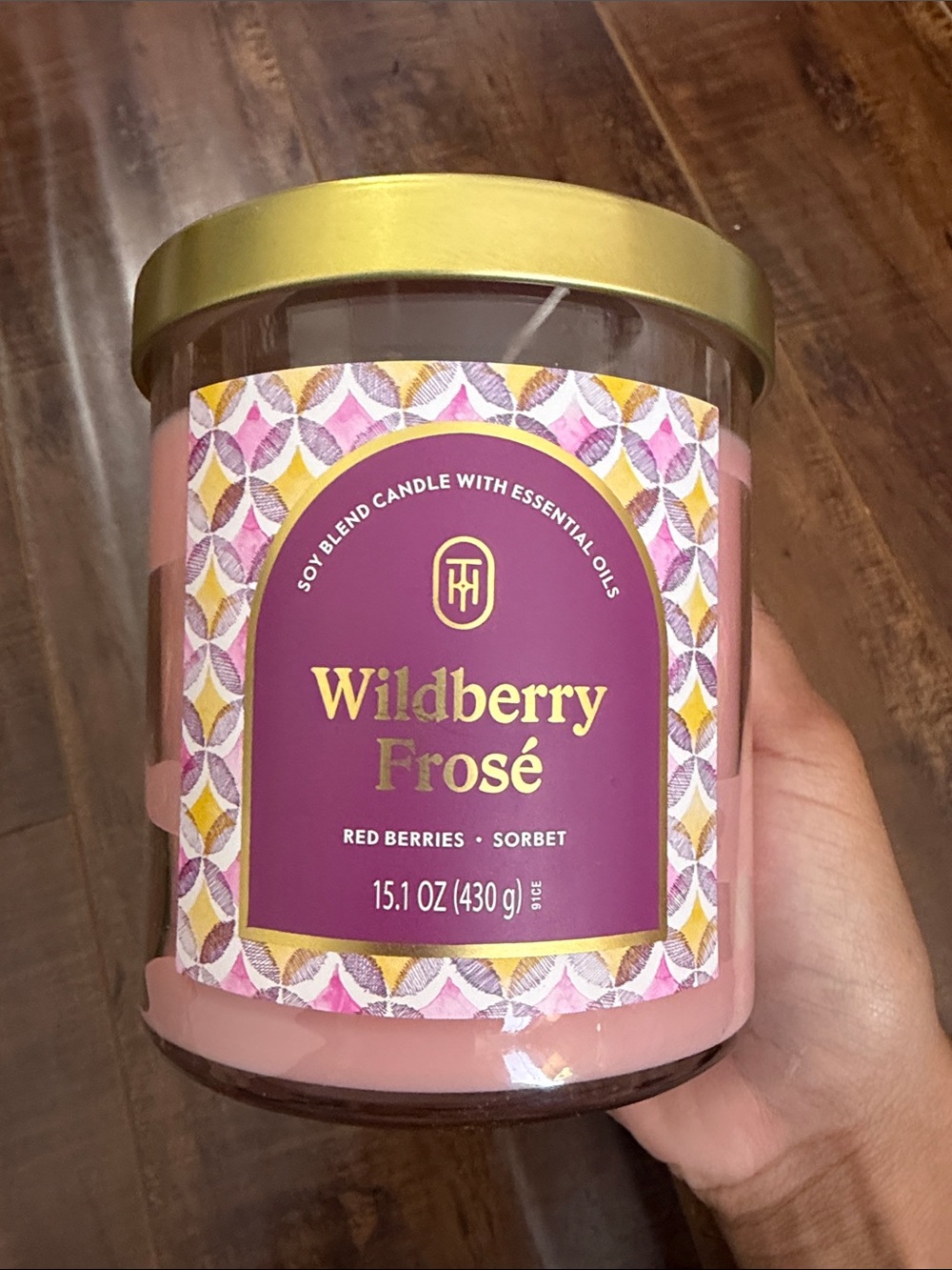Threshold Wildberry Frosé Soy Blend Candle - Pink with Gold Lid